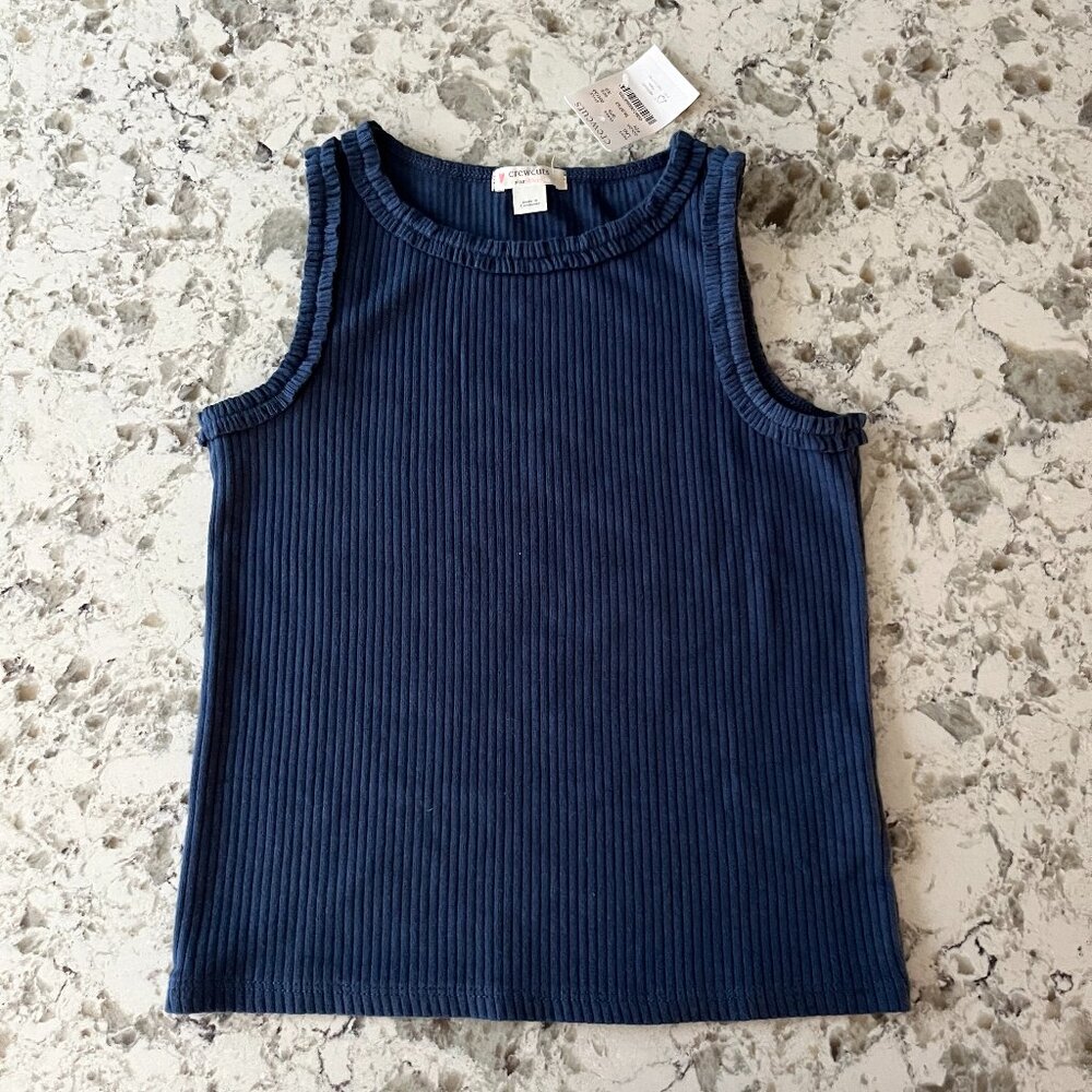 NWT Crewcuts blue ruffle tank sz 4-5